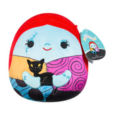 Sally Squishmallows 8-inch plush angled right, holding a black cat.